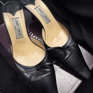 Jimmy Choo Black Leather Mules